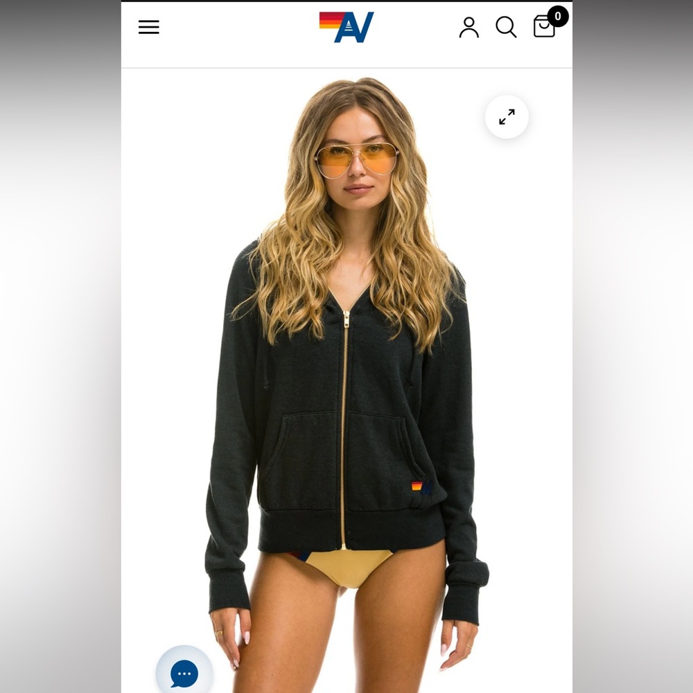 Aviator Nation Black Zip-Up lightning bolt medium